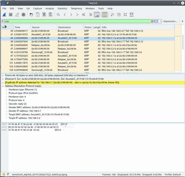 python wireshark pcap how to check if packet is arp